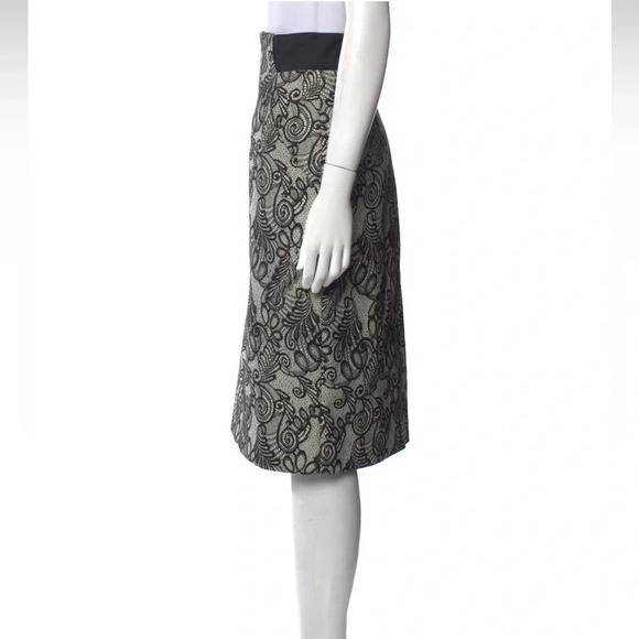 Bill Blass  New York, black/ivory lace high waisted skirt with pockets, size 10 - Picture 11 of 12